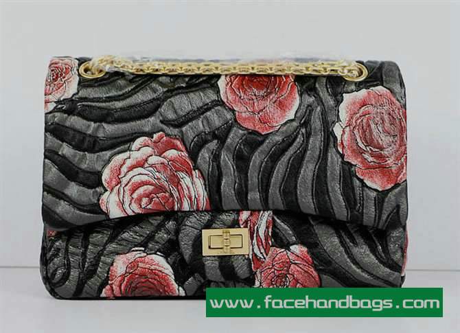 Chanel 2.55 Rose Handbag 50145 Gold Hardware-Black Red Chanel 2.55 Rose Handbag 50145 Gold Hardware-Black Red